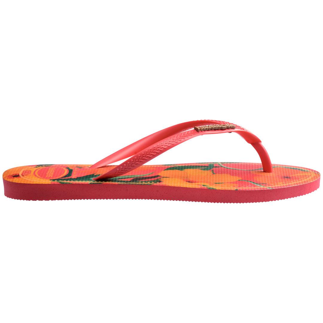 Chinelo Slim Tropical Feminino: Estampa Exótica, Tiras Finas, Conforto Verão