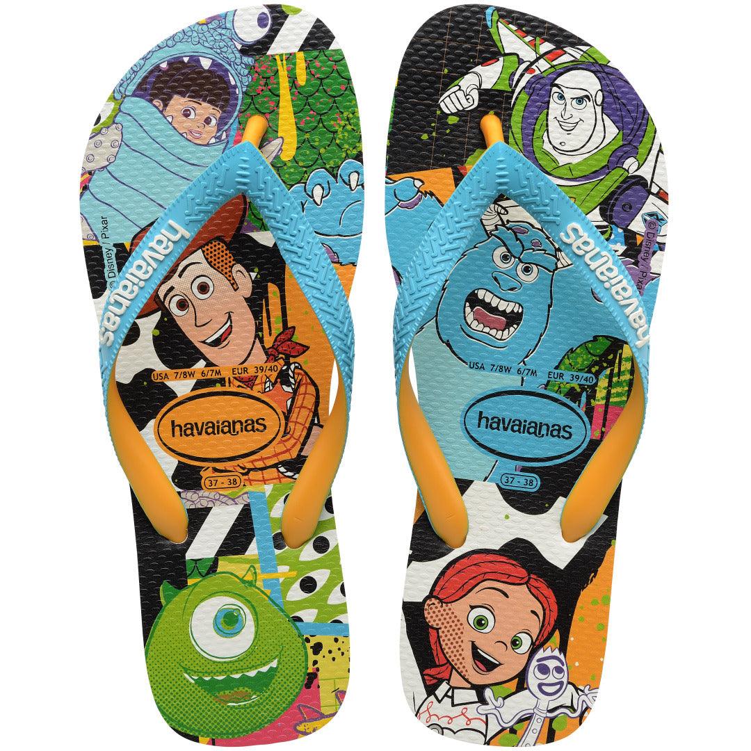 Chinelo Disney Estiloso Confortável Tiras Largas Bicolores Mickey Pixar Original