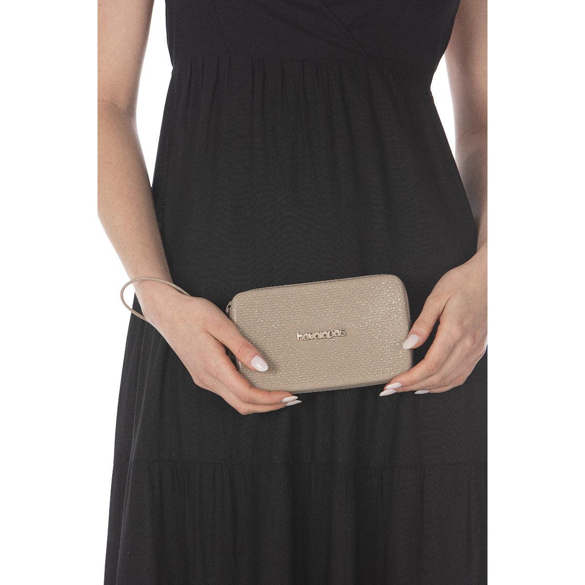 Mini Bolsa Glitter Dourada Elegante Compacta Brilhante Acessórios Essenciais