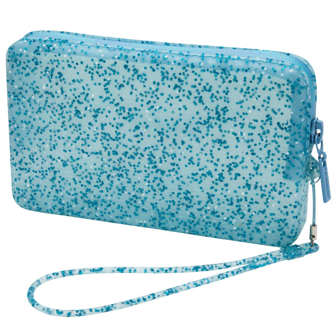 Mini Bolsa Super Glitter Azul Transparente: Estilo Brilhante e Compacto