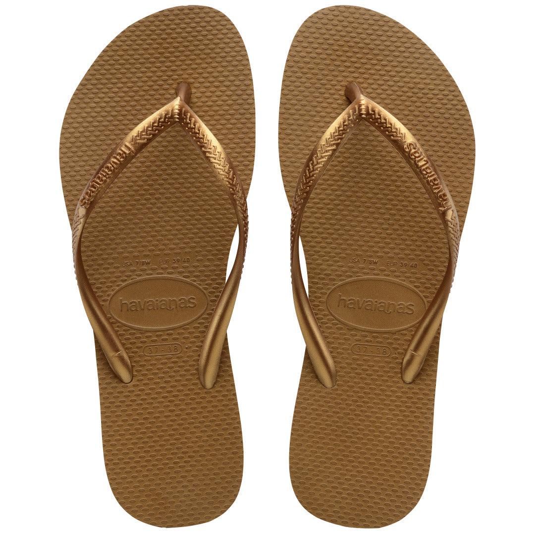 Chinelo  Slim Elegante Bronze Tiras Finas Conforto Leve Verão