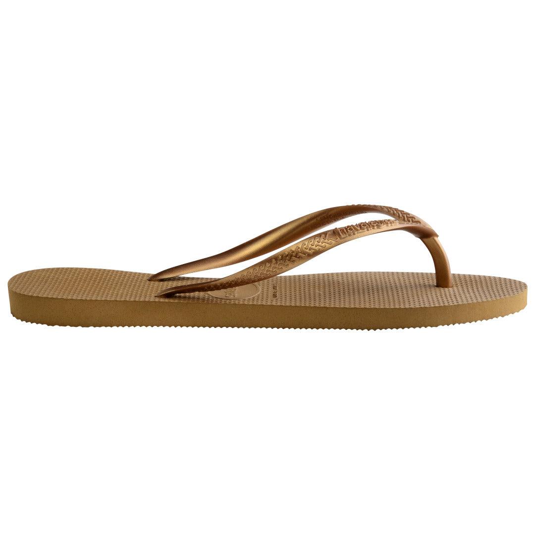 Chinelo  Slim Elegante Bronze Tiras Finas Conforto Leve Verão