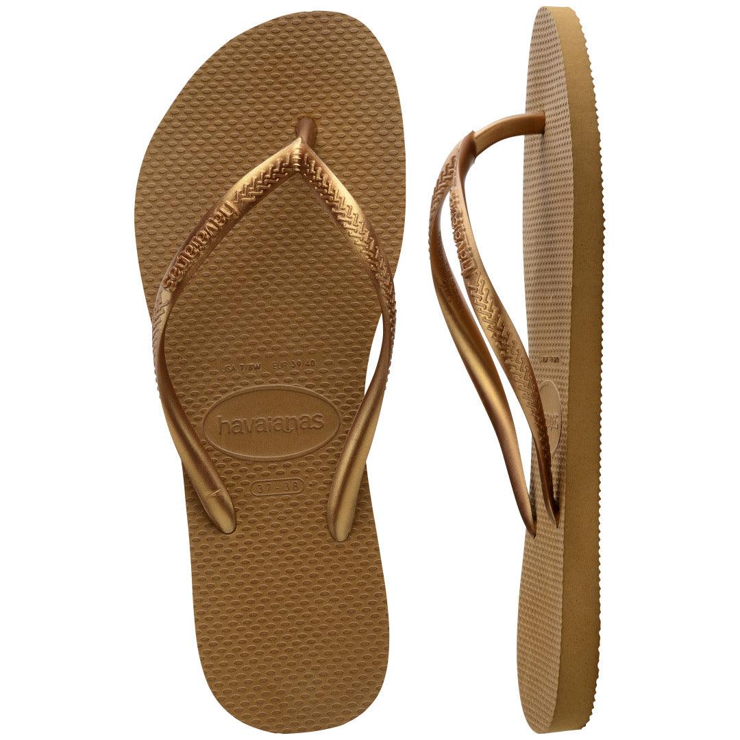 Chinelo  Slim Elegante Bronze Tiras Finas Conforto Leve Verão