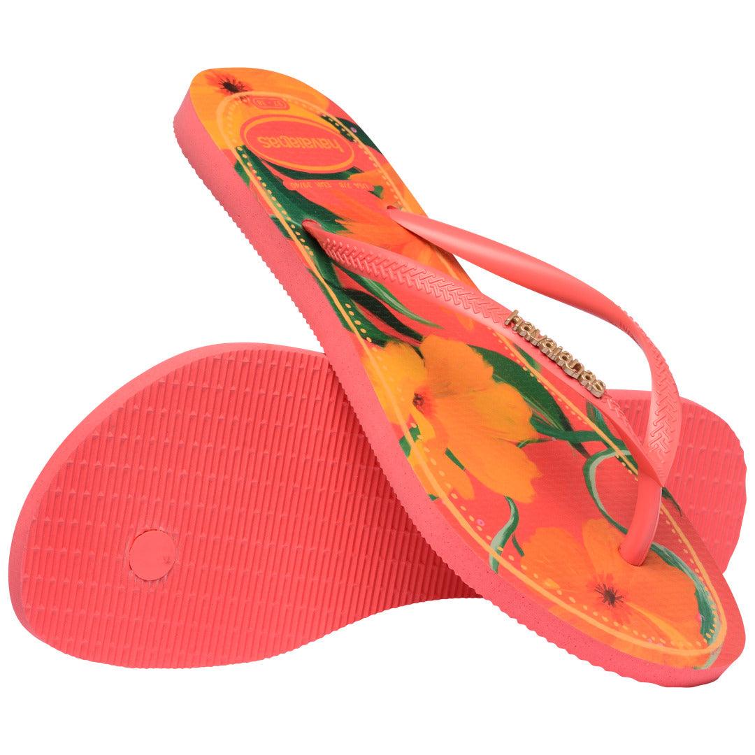 Chinelo  Slim Tropical Feminino: Estampa Exótica, Tiras Finas, Conforto Verão