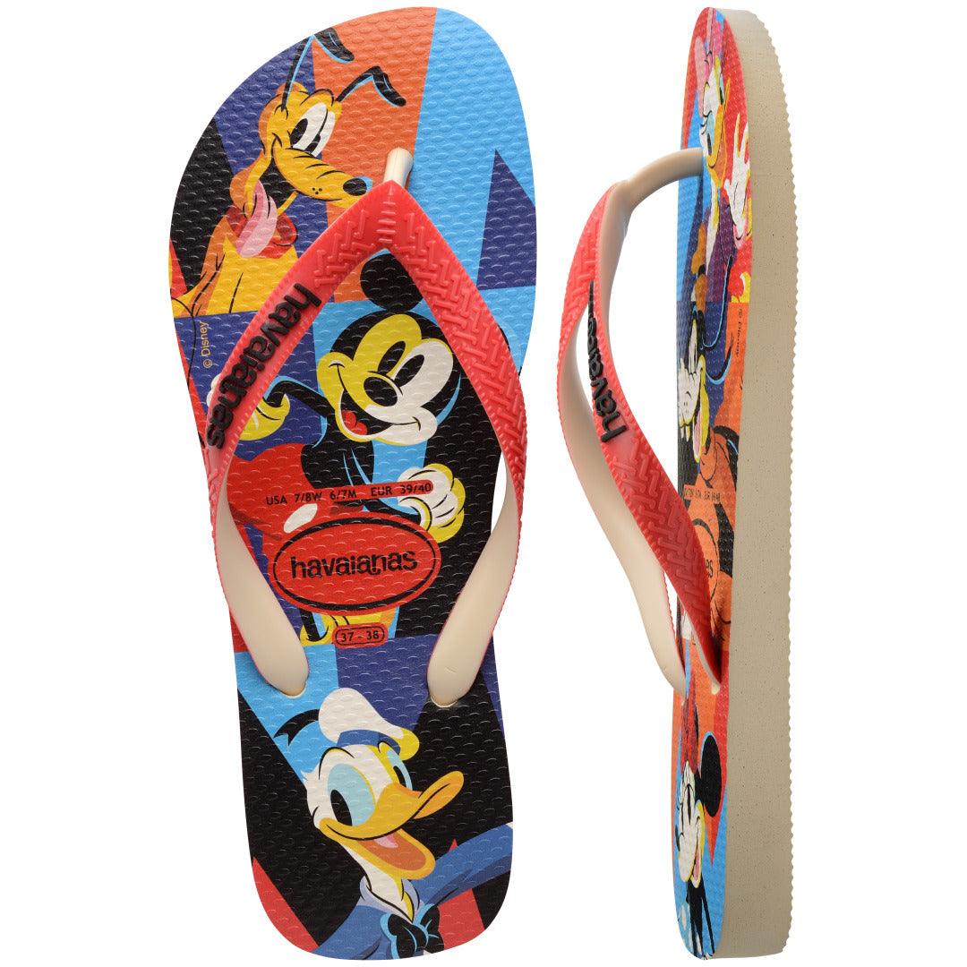 Chinelo  Disney Stylish Vermelho Rubi Tiras Largas Bicolores Confortáveis