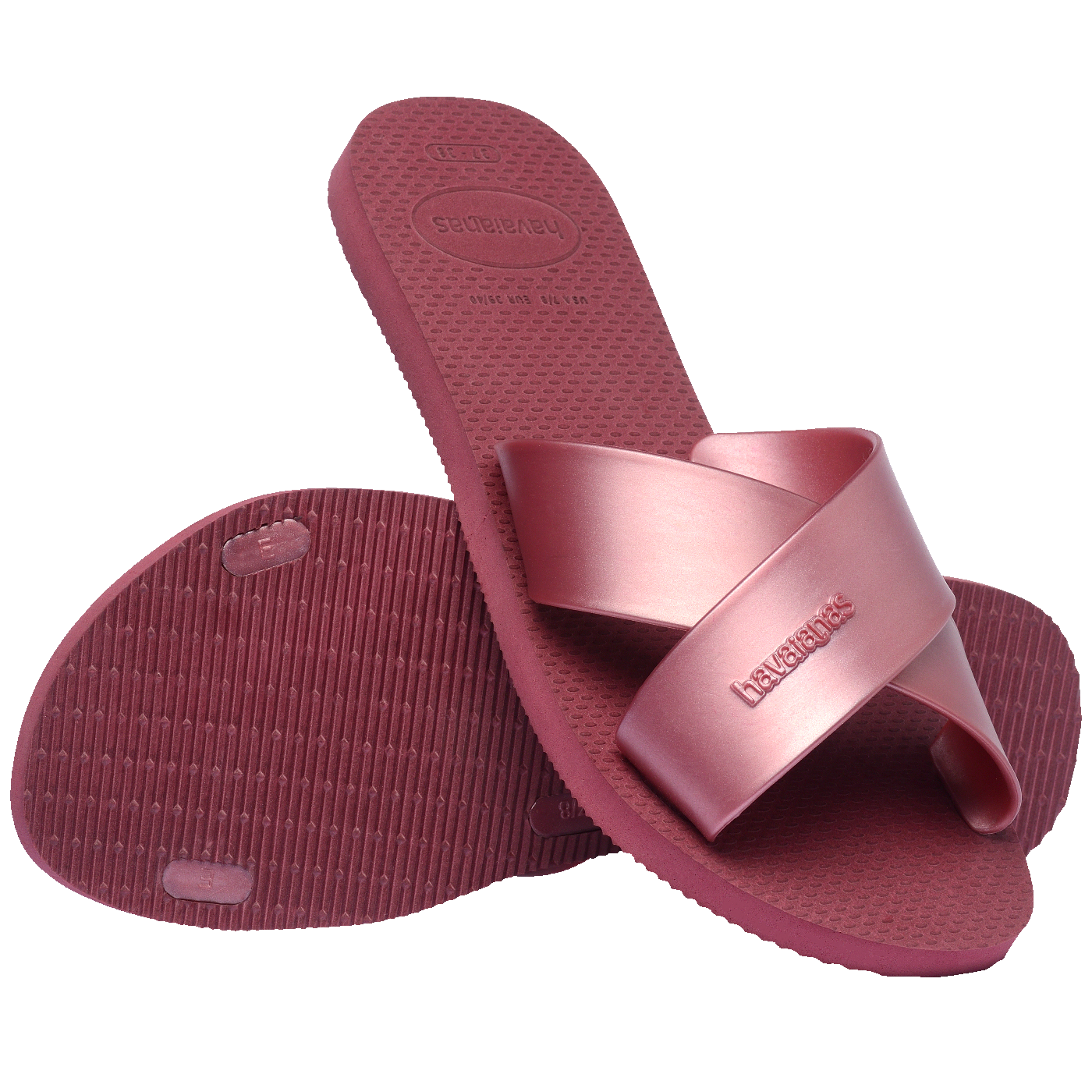 Rasteirinha  Aqua Metallic Amaranto: Conforto Deslize, Tiras Metalizadas, Estilo Casual