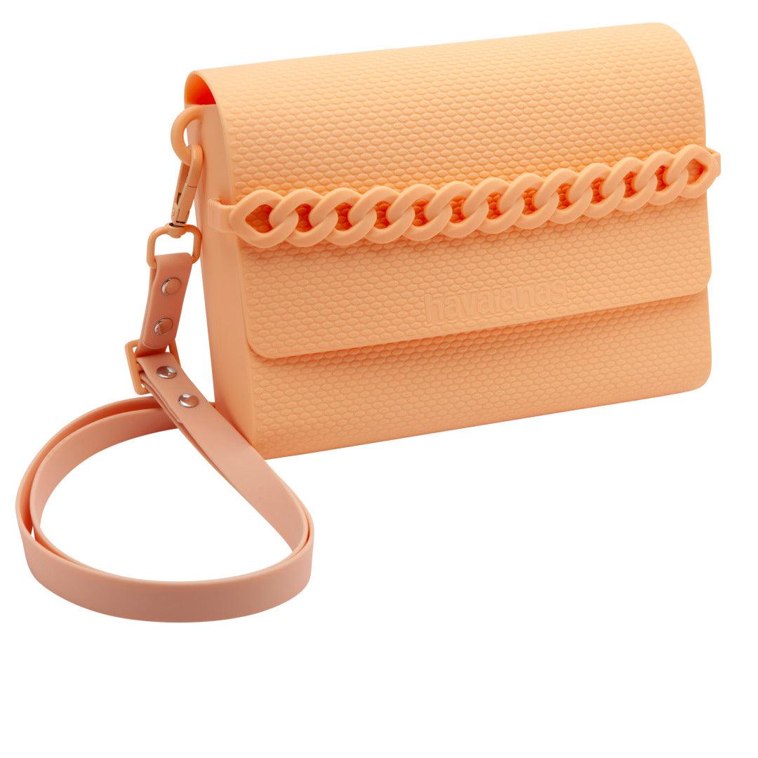 Bolsa Casual  Correntes Silicone Texturizado Alça Ajustável Design Moderno Pêssego
