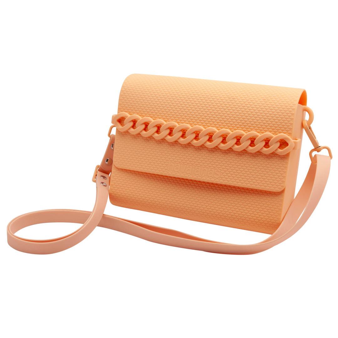 Bolsa Casual  Correntes Silicone Texturizado Alça Ajustável Design Moderno Pêssego