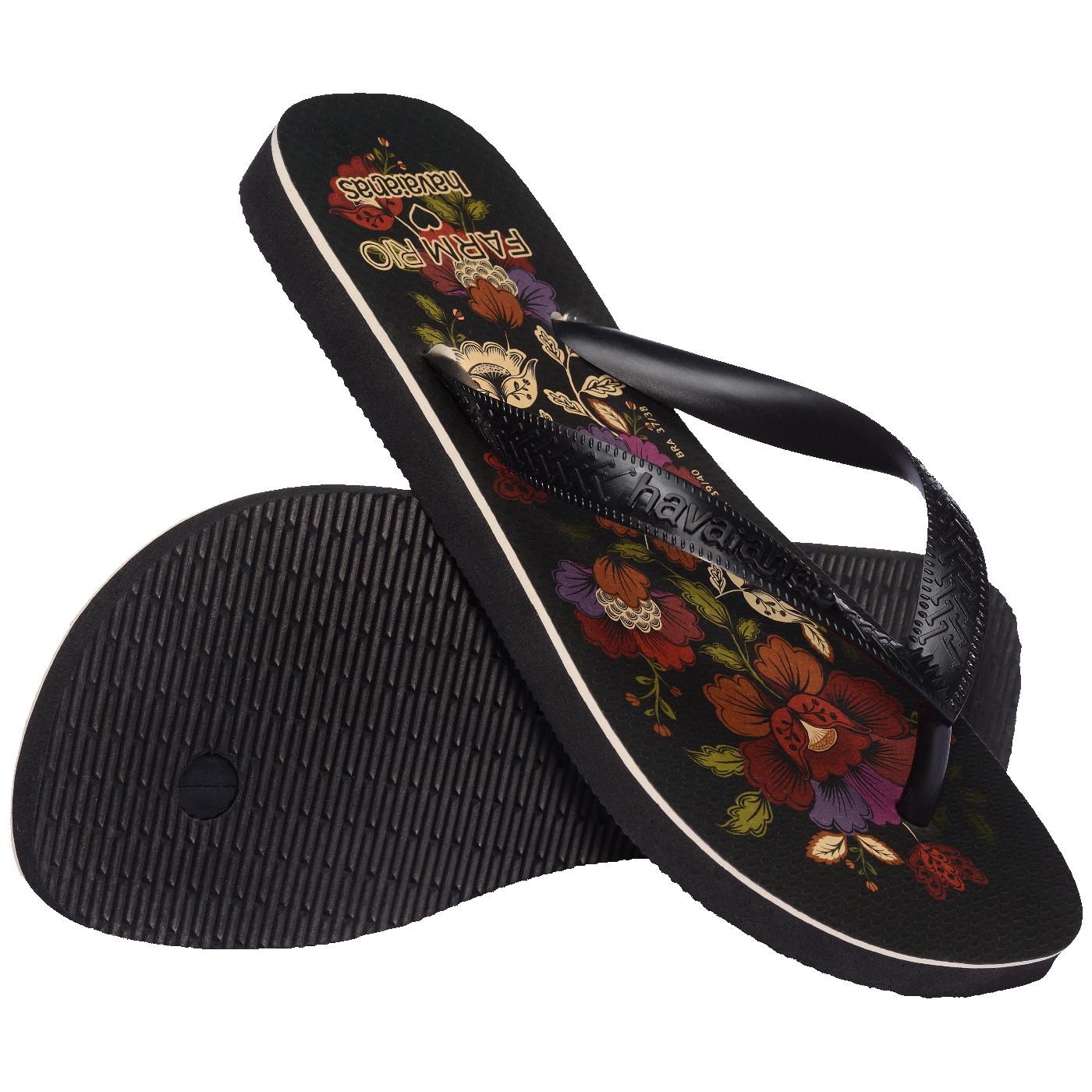 Chinelo  Farm Flor de Fita Feminino Estiloso Conforto Verão Tropical