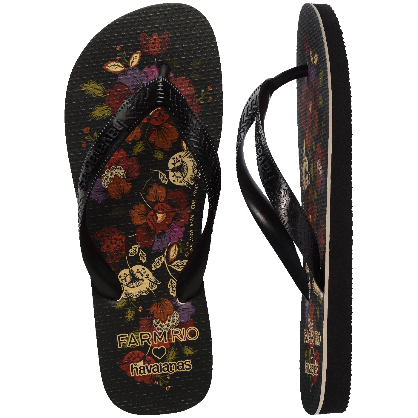 Chinelo  Farm Flor de Fita Feminino Estiloso Conforto Verão Tropical