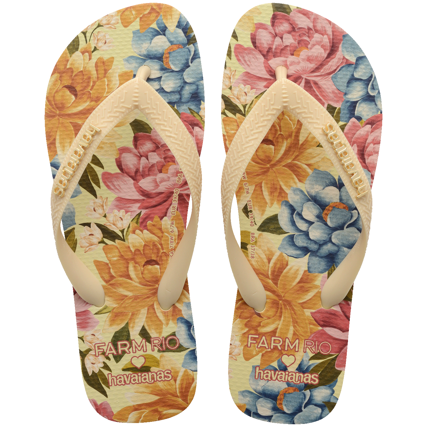 Chinelo  Farm Floral Beca Feminino Confortável Estampado Verão Praia